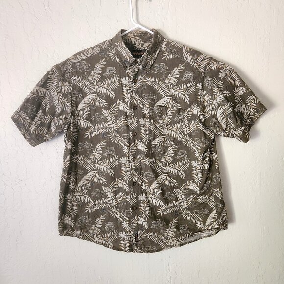 Woolrich Shirt Mens XL Short Sleeve Button Down Tropical Palm Trees Made USA - Picture 1 of 8